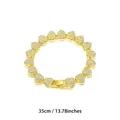 Elegent gold heart-shaped choker necklace with pavé crystals, 35cm length for women - Gold / 35cm