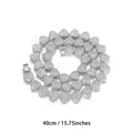 Sparkling silver heart-shaped choker necklace with crystal pave, 40cm/15.75 inches - Silver / 40CM