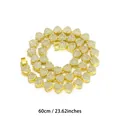 Iced out heart link necklace in gold finish with sparkling rhinestones, 60cm length - Gold / 60CM