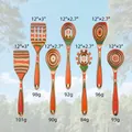 Lot de 7 ustensiles de cuisine en bois coloré avec dimensions et poids pour la cuisine - Collection d'Ustensiles Large