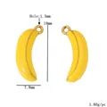 Colgante de plátano en esmalte amarillo de acero inoxidable, 19mm de alto, 1,3mm - Plátano