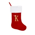 Large red Christmas stocking with white fur cuff and gold embroidered letter K - Letter K