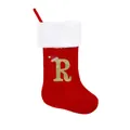 Large red plush Christmas stocking featuring an embroidered gold glitter letter R - Letter R