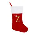 Large red plush Christmas stocking with golden embroidered letter Z and Santa hat - Letter Z