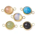 Set of round resin stone connectors with gold bezels for DIY jewelry making pendants - Gold Stone Style