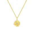 Elegant gold sun pendant necklace featuring sparkling cubic zirconia stone accents - White Copper / Sun Necklace (9011)