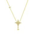 Gold-plated star pendant necklace with cubic zirconia, elegant clavicle chain for women - White Copper / Shining Starburst Necklace (9034)