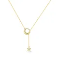 Elegant gold-tone celestial necklace featuring crescent moon and dangling star pendant - White Copper / Exquisite Star Moon Y Necklace (9012)