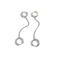 Minimalistische zilveren roestvrijstalen dubbele creolen met elegant kettingkwastje - Dubbele Ring Kwastje Stijl / Staalkleur