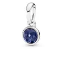 Macro view of blue birthstone charm with polished silver-plated finish detail - Blue (September)
