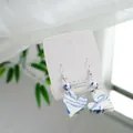 New Chinese style blue and white heart-shaped ceramic earrings with 925 silver post - Blue And White Heart (1604-15)