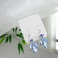 Blue and white ceramic porcelain drop earrings with 925 silver posts in Chinese style - Blue And White Disc (1604-06)