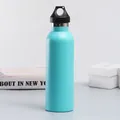Teal blue stainless steel insulated outdoor sports flask with a black handle lid - Light Green