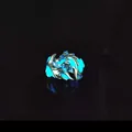 Luminous dragon pattern ring with blue glow and wide vintage silver band - Adjustable Open / Antique Silver Blue Luminous