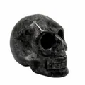 Hand-carved 2-inch natural grey stone crystal skull figurine for home decor - Larvikite / 2 Inches