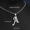 Silver initial letter A pendant necklace with sparkling rhinestones and box chain - Letter A (Stainless Steel Chain)