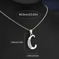 Rhinestone-studded letter C pendant necklace with clear chain length dimensions - Letter C (Stainless Steel Chain)