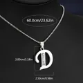 Silver box chain necklace with a rhinestone initial D pendant and size markings - Letter D (Stainless Steel Chain)