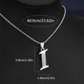 Collier avec pendentif lettre I en argent et strass brillants sur chaîne - Lettre I Chaîne En Acier Titane
