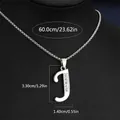 Collier avec pendentif lettre J argenté serti de strass et chaîne de 60 cm - Chaîne En Acier Titane Lettre J