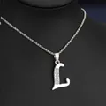Collier avec pendentif lettre L en argent et strass, chaîne de 60 cm - Chaîne En Acier Titane Lettre L