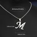 Collier avec pendentif lettre M argenté et strass pour homme et femme tendance - Chaîne En Acier Titane Lettre M