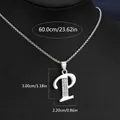 Collier élégant avec pendentif lettre P argenté orné de strass brillants et chaîne box - Chaîne En Acier Titane Lettre P