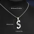Collier argenté avec pendentif lettre S serti de strass pour hommes et femmes, chic - Chaîne En Acier Titane Lettre S