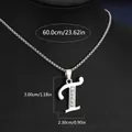 Collier avec pendentif lettre T en strass argenté, dimensions 3,0x2,3 cm et chaîne 60 cm - Chaîne En Acier Titane Lettre T