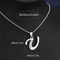Collier pendentif lettre V argenté élégant avec strass et chaîne vénitienne de 60cm - Chaîne En Acier Titane Lettre U