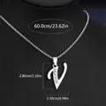 Collier pendentif initiale V argenté avec strass brillants et une chaîne de 60 cm - Chaîne En Acier Titane Lettre V
