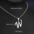 Collier avec pendentif lettre W en argent poli et strass avec dimensions précises - Chaîne En Acier Titane Lettre W