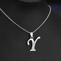 Collier argenté avec un pendentif lettre 'Y' serti de strass et chaîne box de 60cm. - Chaîne En Acier Titane Lettre Y