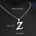 Collier pendentif lettre Z argenté avec strass et chaîne de 60cm - Chaîne En Acier Titane Lettre Z