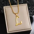 Collier pendentif lettre L plaqué or avec cristaux pour hommes et femmes - Chaîne En L Plaquée Or