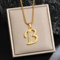 Collier avec pendentif lettre B doré et strass étincelants incrustés - Chaîne Plaquée Or B