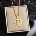 Collier avec pendentif lettre D plaqué or et strass brillants pour hommes et femmes. - Chaîne Plaquée Or D