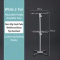 Espositore rotante bianco a 2 livelli per calze, altezza regolabile fino a 68 cm - Bianco Supporto a 2 Livelli (Modello da Tavolo)