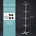 Professional 4-tier white rotating metal display rack for socks and accessories with wheels - White 4-Tier Rack (With Wheels)