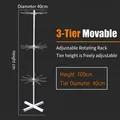 Adjustable 3-tier rotating floor display rack with wheels, height 100cm, diameter 40cm. - White 3-Tier Rack (With Wheels)