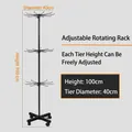 Black 3-tier adjustable rotating floor display rack with wheels 100cm tall 40cm wide - Black 3-Tier Rack (With Wheels)