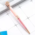 Elegante roségoldene Metall-Kronen-Kugelschreiber mit funkelnden rosa Kristallen - Rosa (Roségold-Elemente)