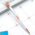 Elegant rose gold and silver metal crown ballpoint pen featuring sparkling crystal filling - Painted Silver (Rose Gold Accents)