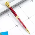 Elegant red crown ballpoint pen with luxury gold accents and sparkling crystals inside - Burgundy