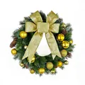 Festlicher Weihnachtskranz mit goldener Schleife und Ornamenten für die Tür. - Modell C (Nicht beleuchtet) / 33CM