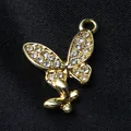 Eleganter goldener Schmetterlingsanhänger aus Legierung mit Strasssteinen für DIY Schmuck - Schmetterling KC Gold