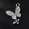 Exquisiter Schmetterlings-Anhänger aus Silberlegierung mit Kristallen für DIY-Schmuck - Silberner Schmetterling Katzenauge