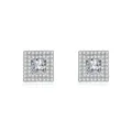 Elegant square cubic zirconia halo stud earrings with brilliant silver-tone finish - Zirconia Style / Main Stone 4.5