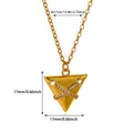Detailed view of 18K gold plated triangle pendant necklace with dimension markings - Triangle Micro Pave Full Zirconia (G127808)