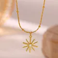 18K gold plated copper necklace with sun starburst pendant and zircon - Classic Sun Starburst (G4237983)